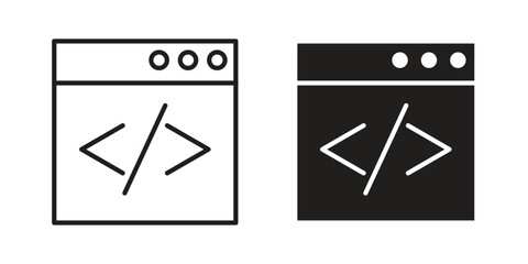 Web Code icon design element. Editable stroke. Vector