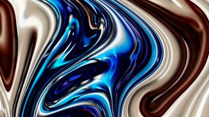 Wall Mural - mesmerizing flow of metallic and blue liquid energy in vivid abstract movement