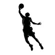 © Hasina - Silhouette of Basketball Player Jumping for Slam Dunk on Transparent Background