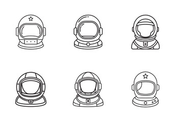 astronaut helmet icon line art vector illustration