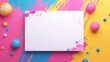 © Kelumlakmal - Blank white invitation card for a kid's birthday with cut-out paper collage design