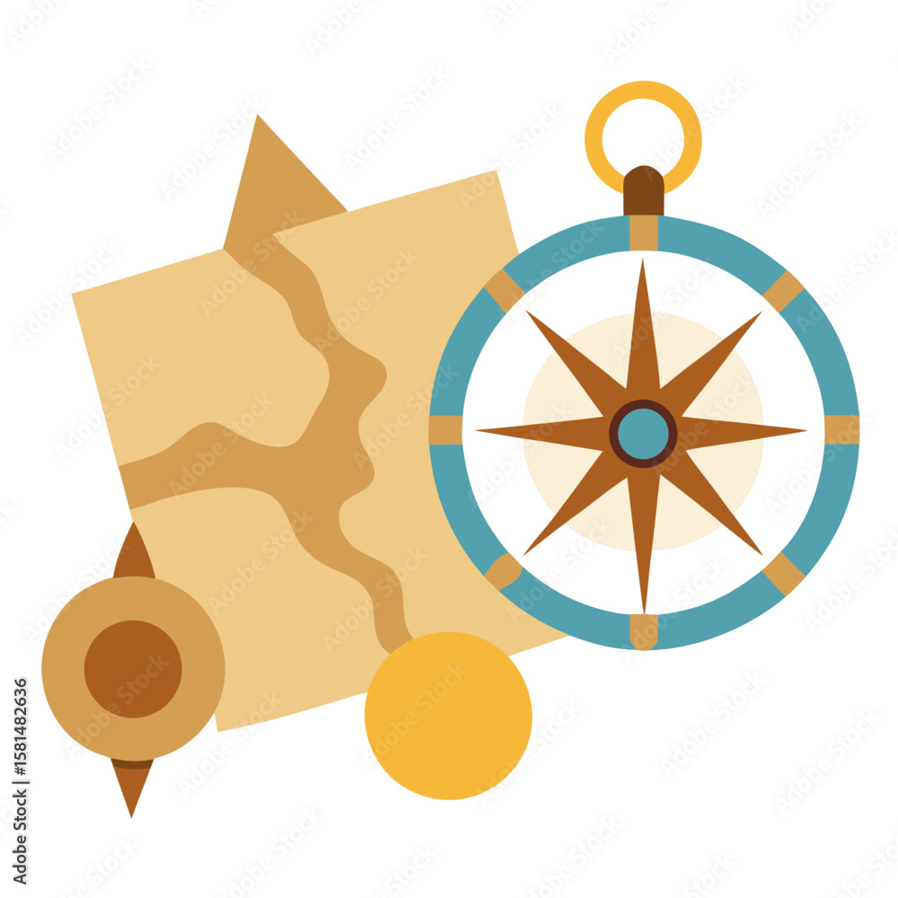Vintage Nautical Maps and Compass Illustrations Stock Vector | Adobe Stock