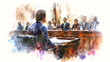 © diboy - watercolor style Lawyer presenting case