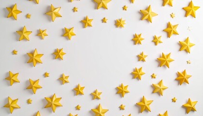 Wall Mural - yellow star galaxy arrangement on white background isolated background