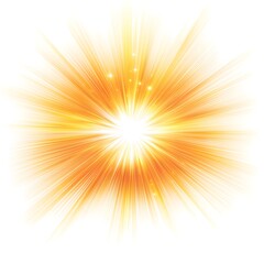 vector light burst effect with radial glow, bright yellow and orange on clean white background