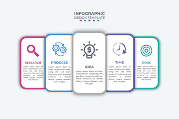 Modern business infographic template with numbered steps for web design and presentation