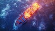 © GOLVR - Global Cargo Ship with Abstract Glowing Disruption at Sea Supply Chain Disruption Logis