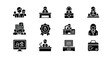 © Jersey - Black and White Business Icons Representing Various Professions.