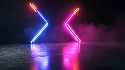 Wall Mural - abstract neon light artwork with vibrant pink and blue glowing lines forming an 'x' shape against a 