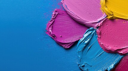 Wall Mural - vibrant paint strokes on a deep blue canvas, an abstract art exploration of texture and color