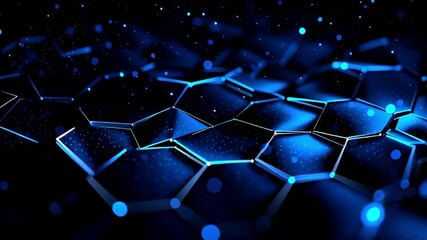Abstract blue hexagonal pattern with glowing elements