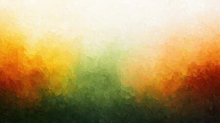 Wall Mural - vibrant green and orange abstract painting, a dynamic interplay of colors textures