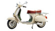 © vectyx2 - A classic creamcolored vintage scooter with a brown seat, isolated on a white background