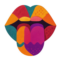 Canvas Print - png colorful abstract lips illustration.