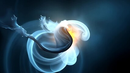 Wall Mural - abstract dark blue and white fluid forms intertwine in a dynamic composition, illuminated by an inne