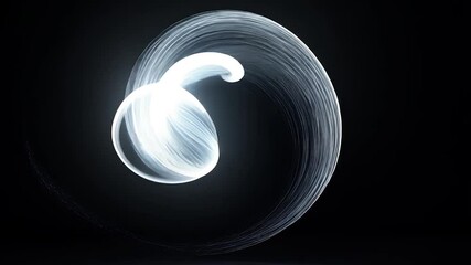 Wall Mural - abstract light painting of a swirling, ethereal figure in shades of white and blue against a black b