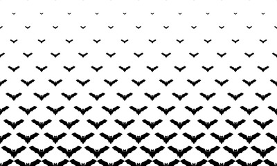 Wall Mural - halftone pattern with black bat pattern. vector halloween illustration.