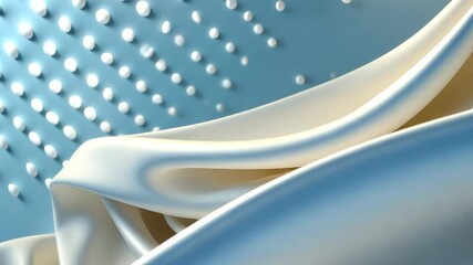 Wall Mural - abstract image of flowing white fabric against a light blue background with small white dots. the fa