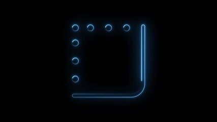 Glowing blue neon list icon animation with dark background for digital interface and technology