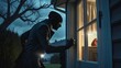 © Kateryna Kordubailo - A burglar tries to break into a home, depicting the idea of unauthorized entry and housebreaking, commonly associated with theft, intrusion, and issues of home security