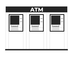 Wall Mural - row of atm machines for public banking 2d line object. automated teller devices withdrawal. financia