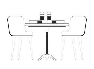 Wall Mural - office cafeteria lunchtime lunch boxes doodle linear object. breaktime with two chairs table, meal p