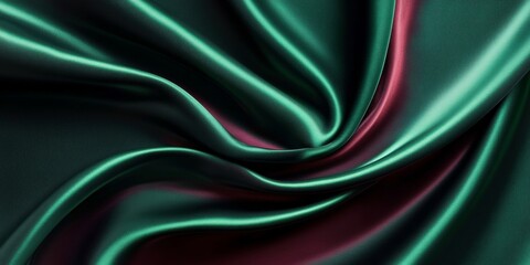 Wall Mural - luxurious emerald silky fabric with deep red accents a stunning high-end fashion backdrop