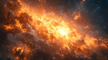 Poster - cosmic explosion of swirling galaxies and stars