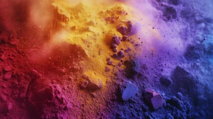 Wall Mural - red, green and purple dust storm over martian surface