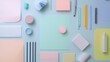 © Arsha - Pastel Workspace Flat Lay with Stationery and Keyboard for Creative Projects