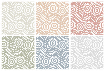 Abstract geometric seamless pattern set in pastel colors collection for design