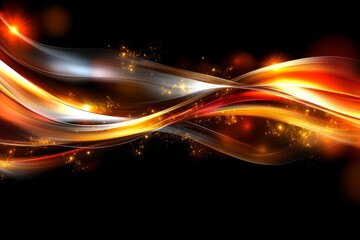 Wall Mural - vibrant abstract design with flowing waves of fiery colors and shimmering particles for art