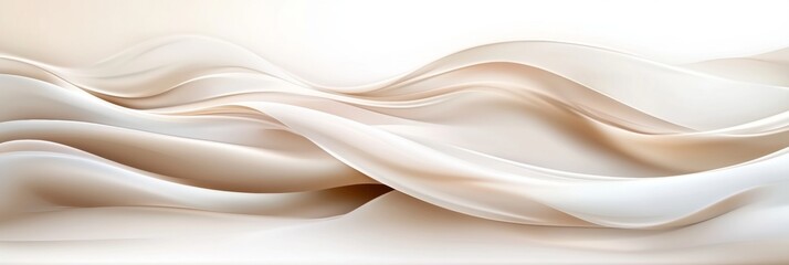 Wall Mural - elegant abstract beige waves background with golden smooth folds and textured satin flow design