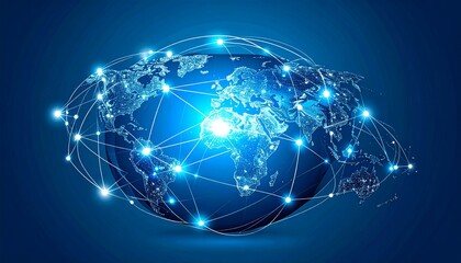 Illustration of global network connection, digital globe concept