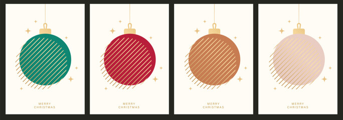 christmas and happy holidays invitation card design vector. minimal happy new year, christmas bauble
