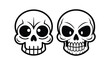 © Naim - Two cartoon skulls facing forward with different expressions and styles