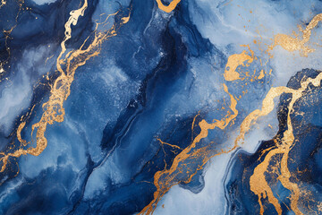Wall Mural - abstract blue marbled background made generative ai