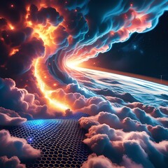 Wall Mural - a glowing cloud formation in space, with swirling clouds and bright