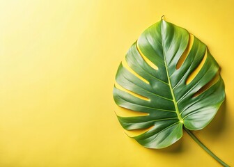 Wall Mural - Soft pastel yellow green hues on a tropical leaf