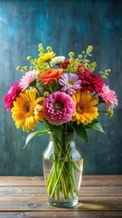 Wall Mural - Colorful arrangement of fresh flowers in a vase