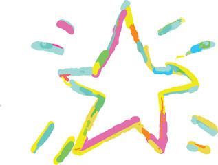 Wall Mural - rainbow color chalk star with a grunge crayon texture. scribble-style sketch in children's drawing l