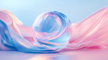 Wall Mural - Abstract Glass Sphere on Soft Fabric