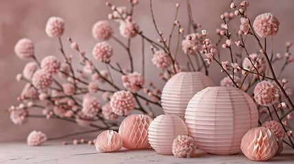 Wall Mural - pink and white valentine's day decorations.