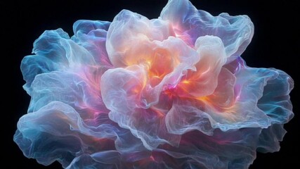 Wall Mural - Seamless Looping Video of Glowing Abstract Floral Bloom
