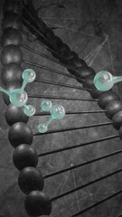 Wall Mural - animation of molecules moving over dna strand spinning