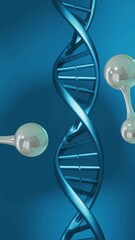 Wall Mural - animation of molecules moving over dna strands spinning