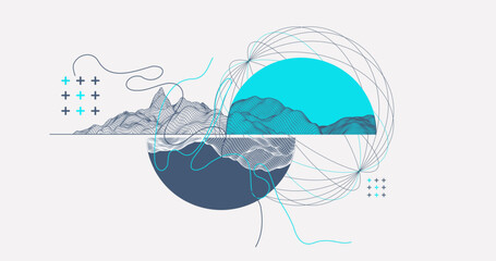 Wall Mural - abstract wireframe background. modern science or technology art elements. surface illustration.