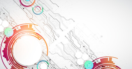 Wall Mural - abstraction on the theme of tech circles. scientific and technological background. vector background
