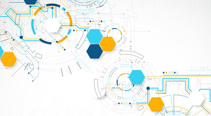 Wall Mural - abstract background. scientific and technological concept with the use of technical elements formed 