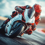 Person riding a motorcycle on a track.